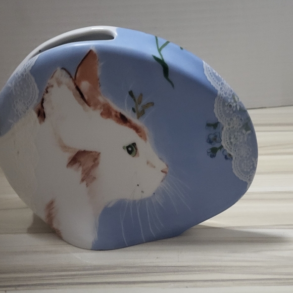 Vintage 1985 CAT FLORAL VASE PORTUGAL Minou-ettes by C. Pradalie FINE PORCELAIN - Picture 1 of 6